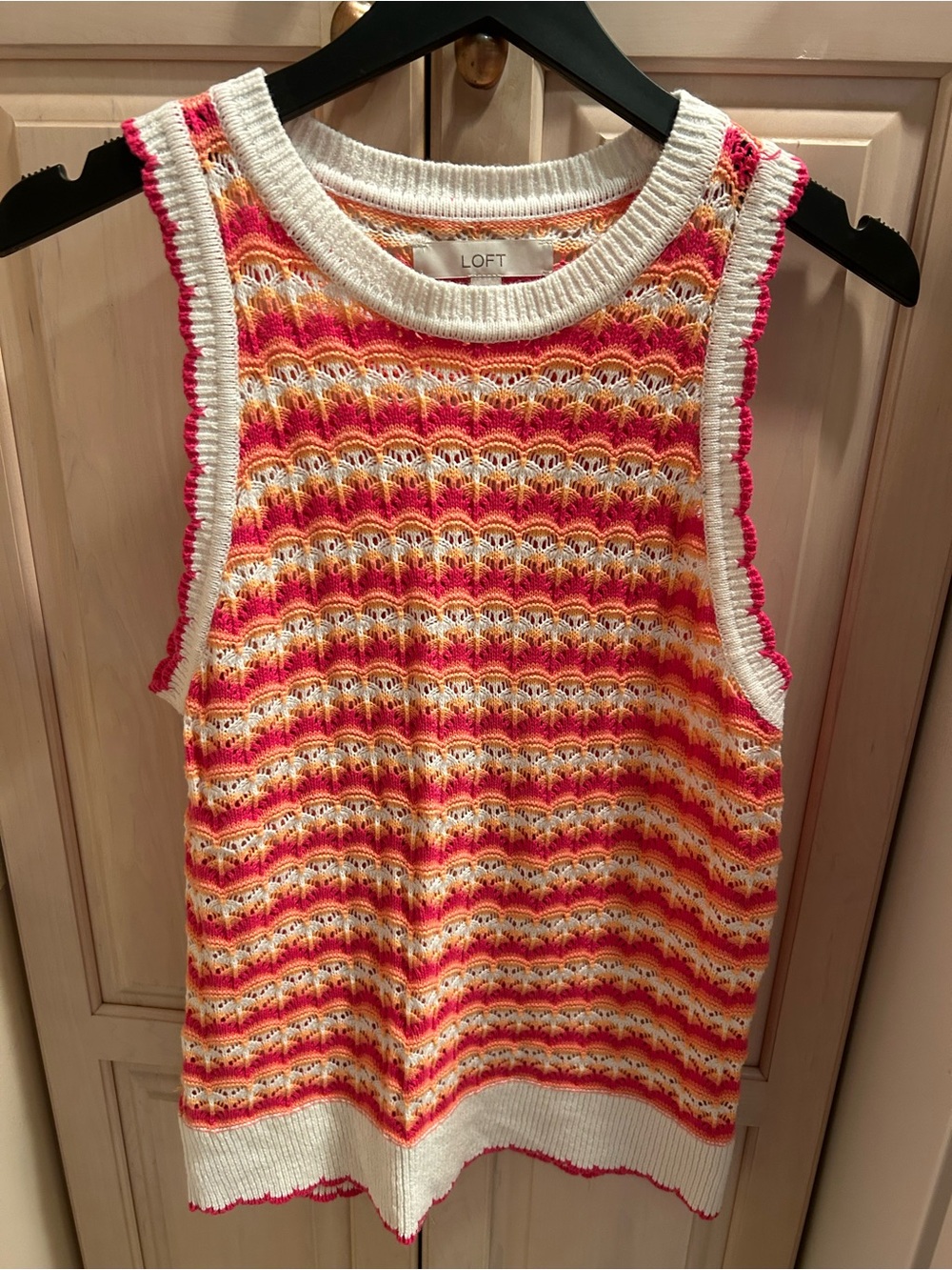 Loft colorful Coral knit tank top summer Size L New!!